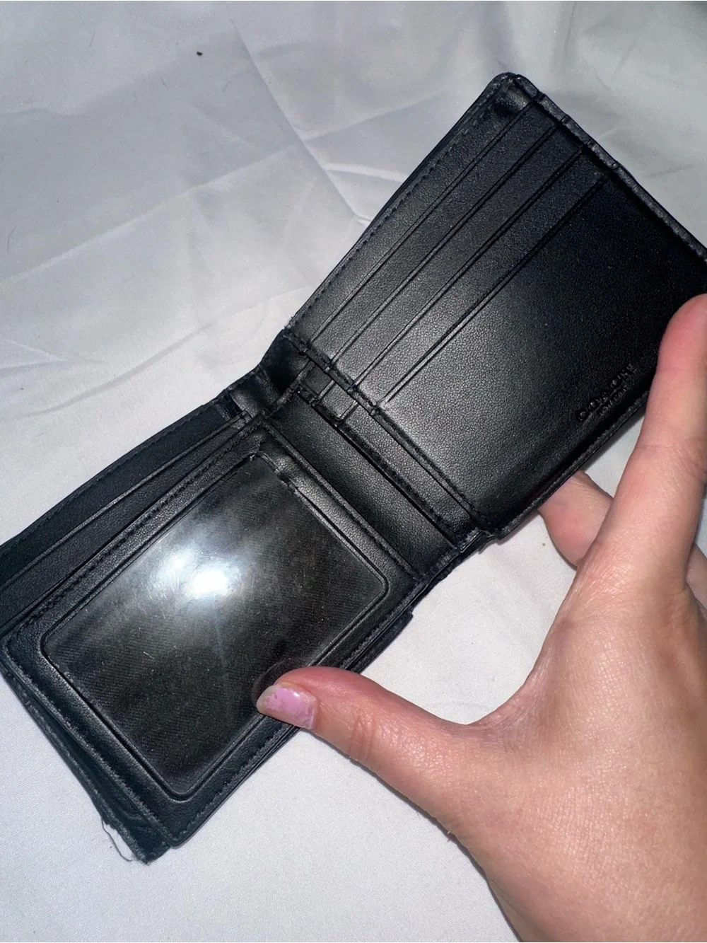 Coach Men’s Signature C Black Charcoal Bifold ID Wallet